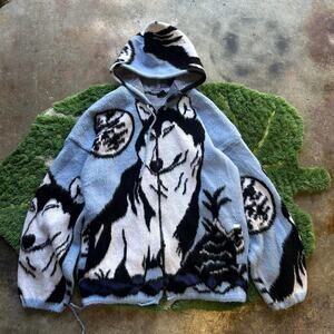 Vintage wolf fleece zip up